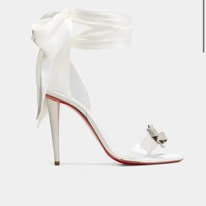 Crystal Bow Silk-Tie Red Sole Sandals